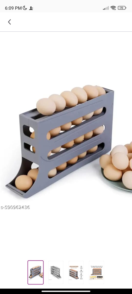 Automatic Rolling Egg Holder – Space Saving Refrigerator Egg Dispenser (4-Layer)