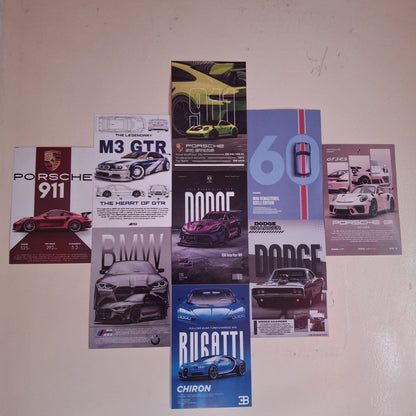 Premium Supercar Collectible Cards Set | BMW, Porsche, Bugatti, Supra & More