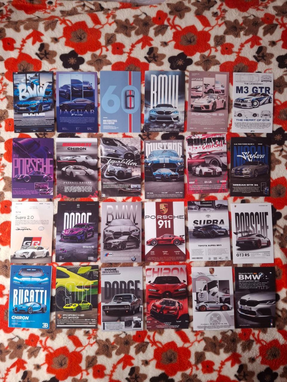 Premium Supercar Collectible Cards Set | BMW, Porsche, Bugatti, Supra & More