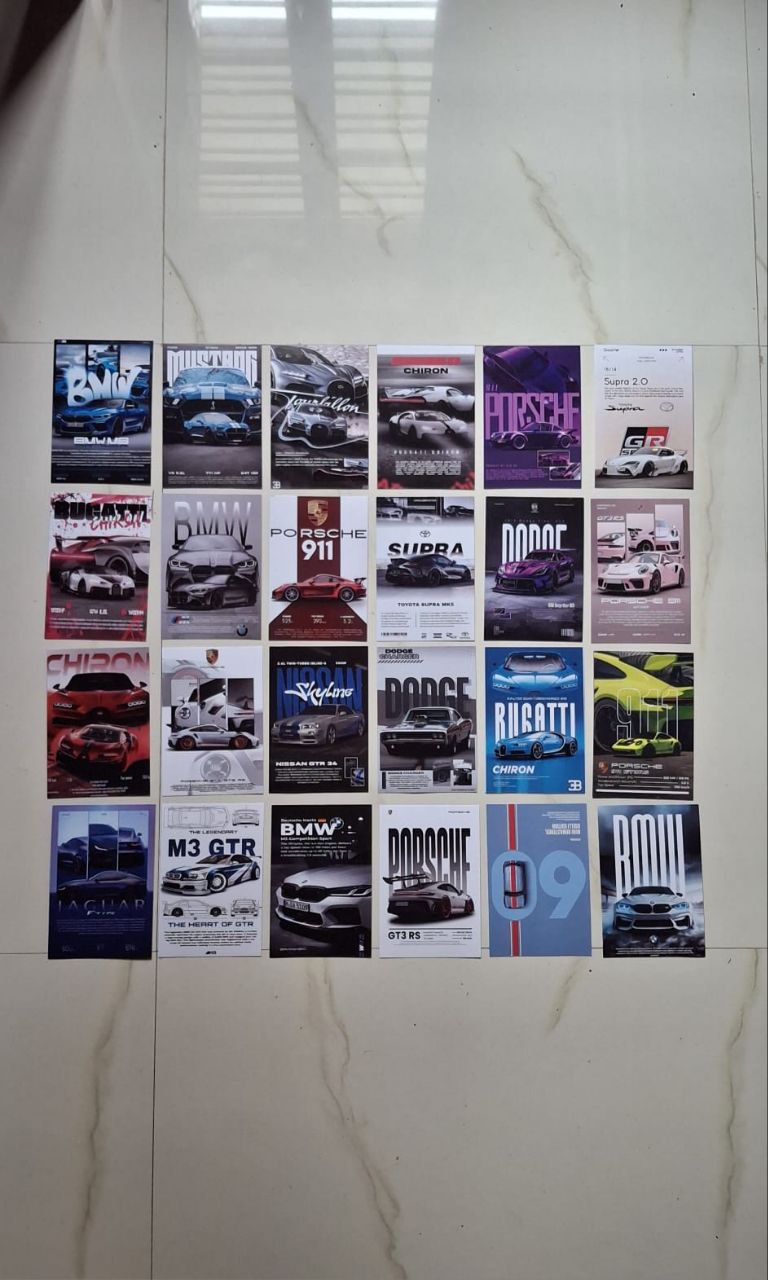 Premium Supercar Collectible Cards Set | BMW, Porsche, Bugatti, Supra & More