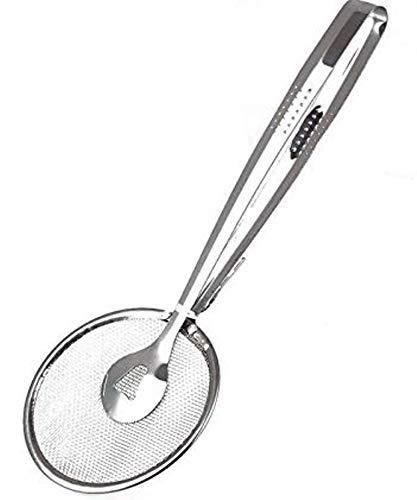 Stainless Steel 2 in 1 Fry Tool Filter Spoon Snack Strainer with Clip