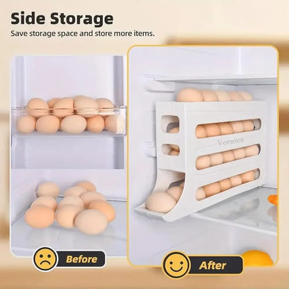 Automatic Rolling Egg Holder – Space Saving Refrigerator Egg Dispenser (4-Layer)