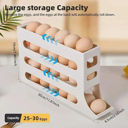 Automatic Rolling Egg Holder – Space Saving Refrigerator Egg Dispenser (4-Layer)