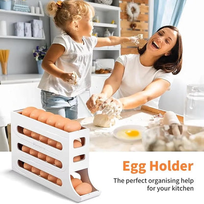 Automatic Rolling Egg Holder – Space Saving Refrigerator Egg Dispenser (4-Layer)