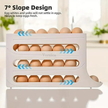 Automatic Rolling Egg Holder – Space Saving Refrigerator Egg Dispenser (4-Layer)